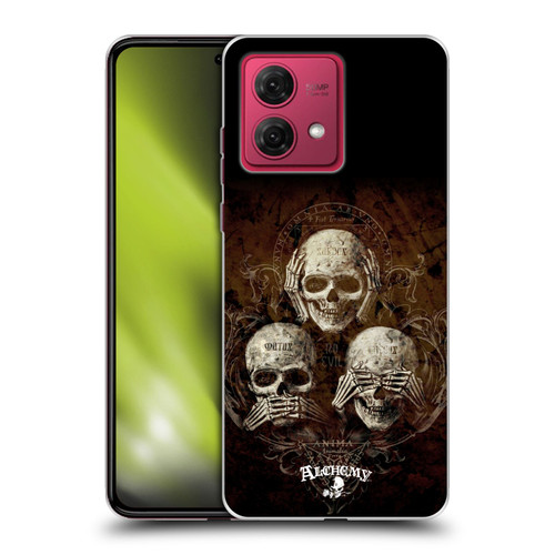 Alchemy Gothic Skull No Evil Three Skull Soft Gel Case for Motorola Moto G84 5G