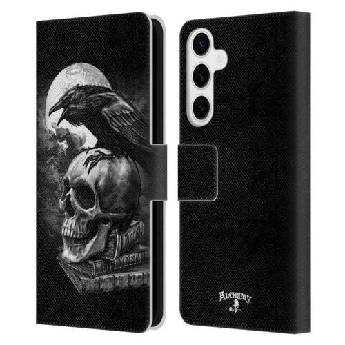 Alchemy Gothic Wing Poe's Raven Leather Book Wallet Case Cover For Samsung Galaxy S24+ 5G