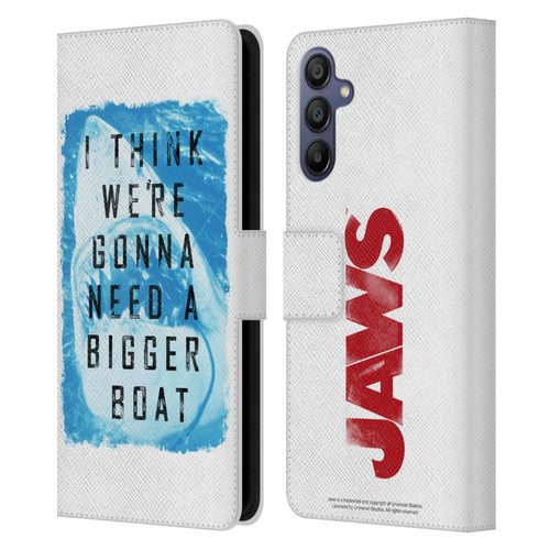 Jaws I Key Art Bigger Boat 2 Leather Book Wallet Case Cover For Samsung Galaxy A15