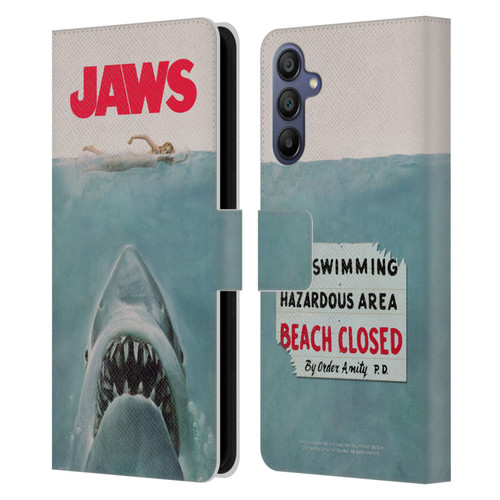 Jaws I Key Art Poster Leather Book Wallet Case Cover For Samsung Galaxy A15