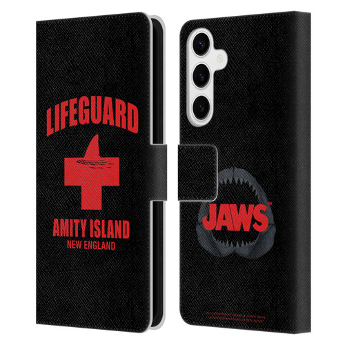 Jaws I Key Art Lifeguard Leather Book Wallet Case Cover For Samsung Galaxy S24+ 5G