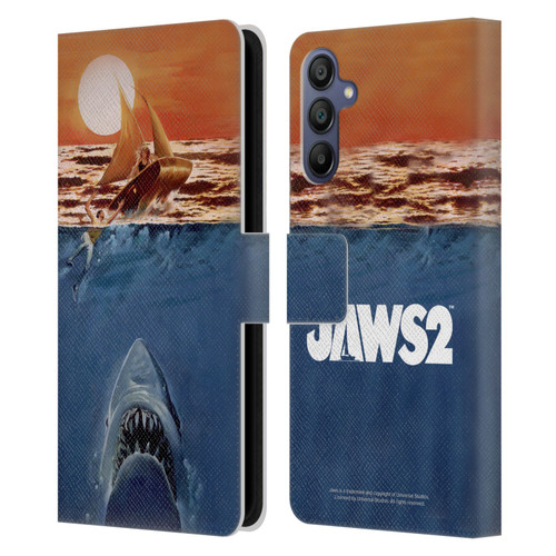 Jaws II Key Art Sailing Poster Leather Book Wallet Case Cover For Samsung Galaxy A15