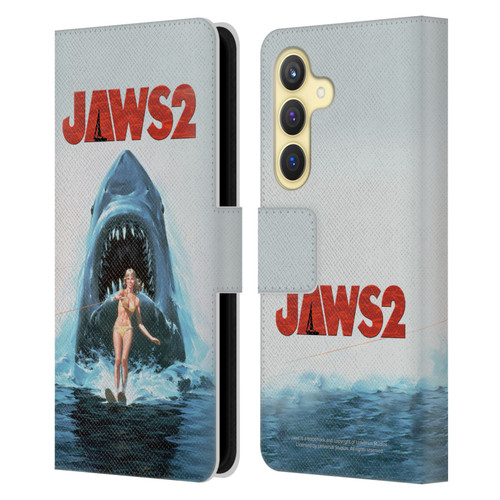 Jaws II Key Art Wakeboarding Poster Leather Book Wallet Case Cover For Samsung Galaxy S24 5G