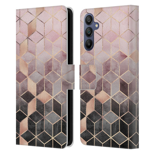 Elisabeth Fredriksson Cubes Collection Pink And Grey Gradient Leather Book Wallet Case Cover For Samsung Galaxy A15