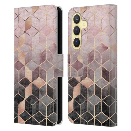 Elisabeth Fredriksson Cubes Collection Pink And Grey Gradient Leather Book Wallet Case Cover For Samsung Galaxy S24 5G