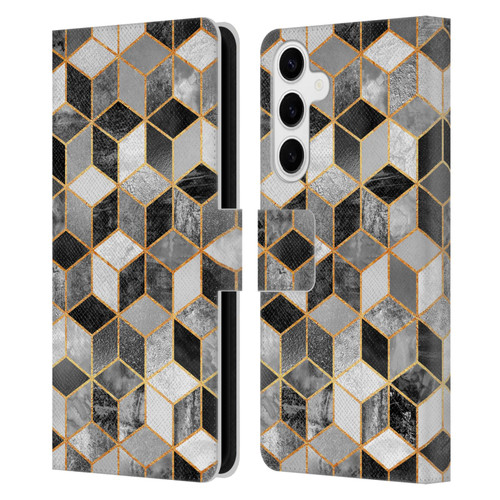 Elisabeth Fredriksson Cubes Collection Black And White Leather Book Wallet Case Cover For Samsung Galaxy S24+ 5G