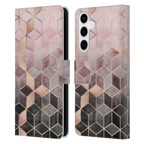 Elisabeth Fredriksson Cubes Collection Pink And Grey Gradient Leather Book Wallet Case Cover For Samsung Galaxy S24+ 5G