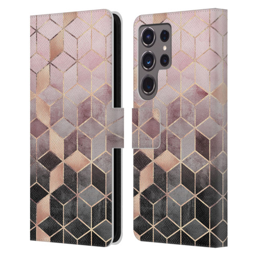 Elisabeth Fredriksson Cubes Collection Pink And Grey Gradient Leather Book Wallet Case Cover For Samsung Galaxy S24 Ultra 5G