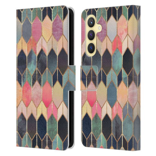 Elisabeth Fredriksson Geometric Design And Pattern Colourful Stained Glass Leather Book Wallet Case Cover For Samsung Galaxy S23 FE 5G