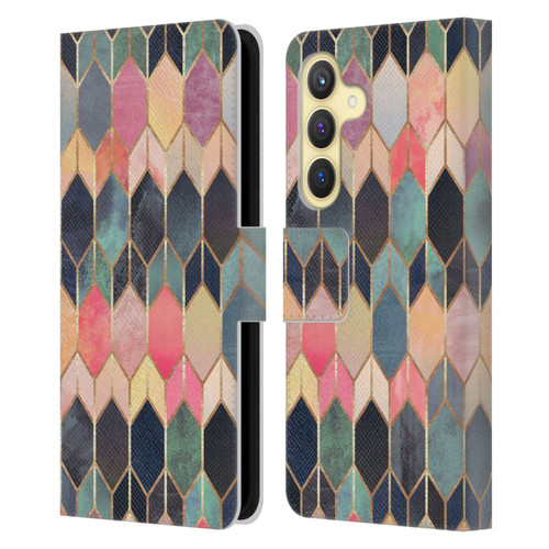 Elisabeth Fredriksson Geometric Design And Pattern Colourful Stained Glass Leather Book Wallet Case Cover For Samsung Galaxy S24 5G