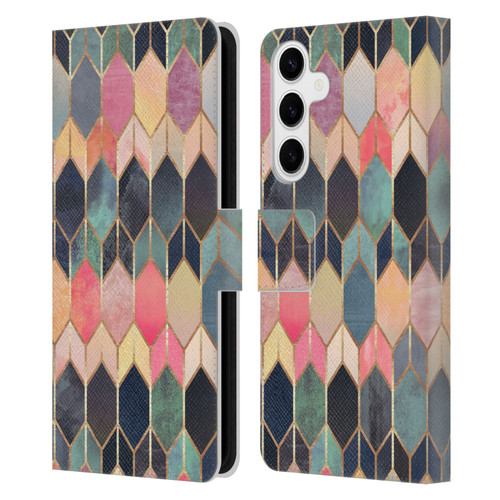 Elisabeth Fredriksson Geometric Design And Pattern Colourful Stained Glass Leather Book Wallet Case Cover For Samsung Galaxy S24+ 5G