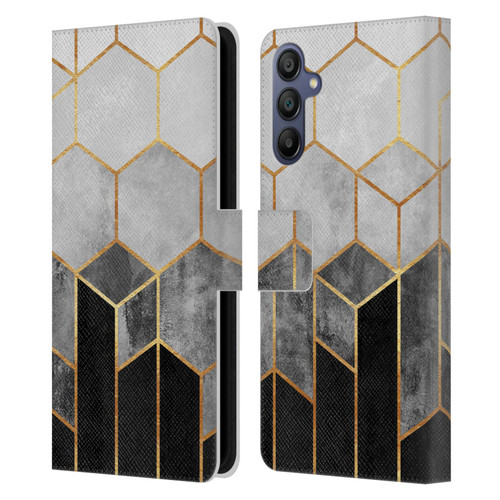 Elisabeth Fredriksson Sparkles Charcoal Hexagons Leather Book Wallet Case Cover For Samsung Galaxy A15