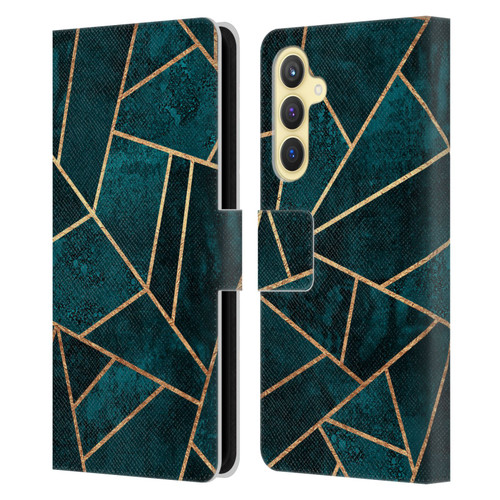 Elisabeth Fredriksson Sparkles Deep Teal Stone Leather Book Wallet Case Cover For Samsung Galaxy S23 FE 5G