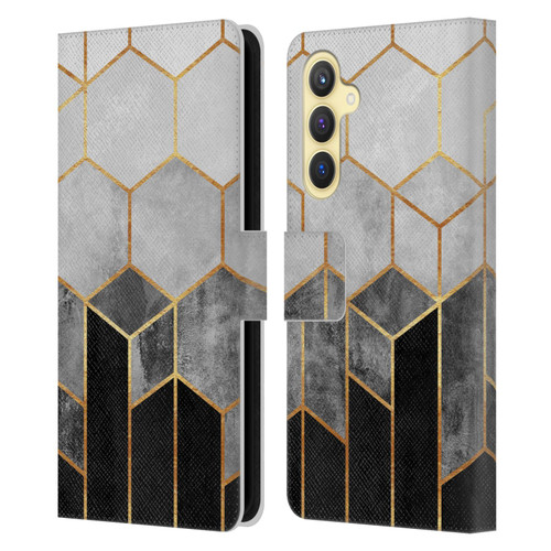 Elisabeth Fredriksson Sparkles Charcoal Hexagons Leather Book Wallet Case Cover For Samsung Galaxy S23 FE 5G