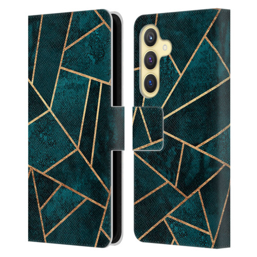 Elisabeth Fredriksson Sparkles Deep Teal Stone Leather Book Wallet Case Cover For Samsung Galaxy S24 5G