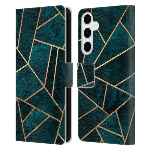 Elisabeth Fredriksson Sparkles Deep Teal Stone Leather Book Wallet Case Cover For Samsung Galaxy S24+ 5G