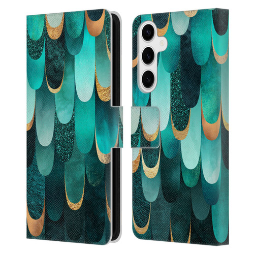 Elisabeth Fredriksson Sparkles Turquoise Leather Book Wallet Case Cover For Samsung Galaxy S24+ 5G