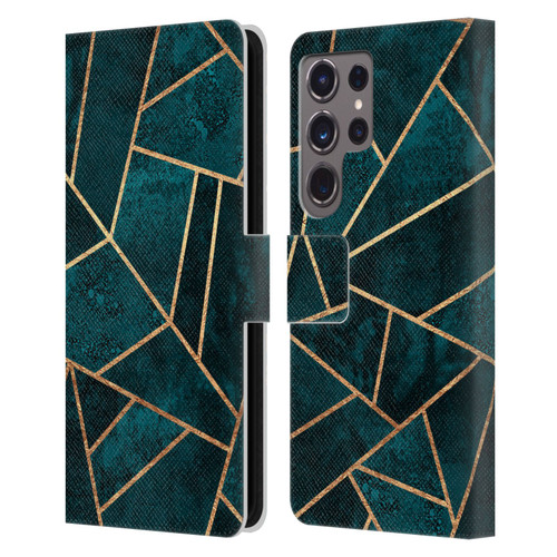 Elisabeth Fredriksson Sparkles Deep Teal Stone Leather Book Wallet Case Cover For Samsung Galaxy S24 Ultra 5G