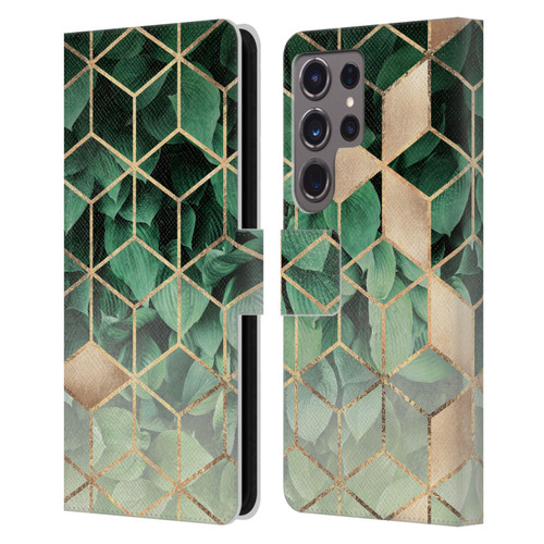 Elisabeth Fredriksson Sparkles Leaves And Cubes Leather Book Wallet Case Cover For Samsung Galaxy S24 Ultra 5G