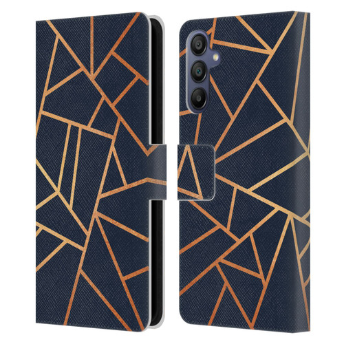 Elisabeth Fredriksson Stone Collection Copper And Midnight Navy Leather Book Wallet Case Cover For Samsung Galaxy A15