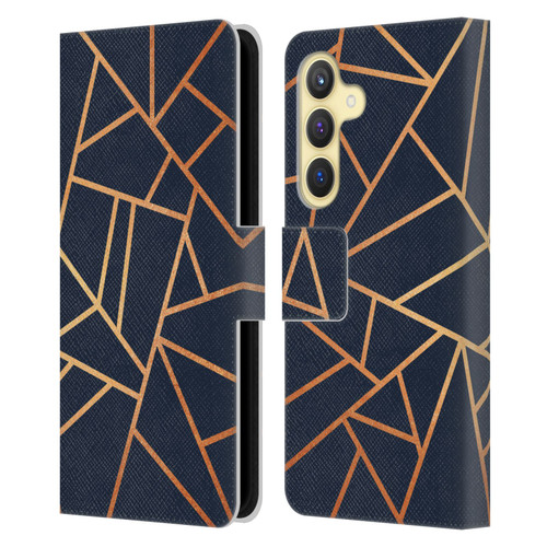 Elisabeth Fredriksson Stone Collection Copper And Midnight Navy Leather Book Wallet Case Cover For Samsung Galaxy S24 5G