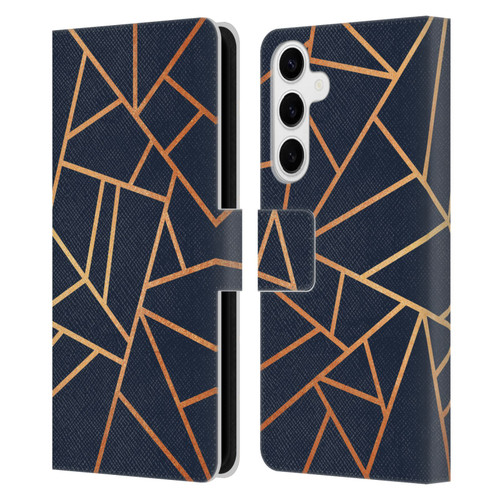 Elisabeth Fredriksson Stone Collection Copper And Midnight Navy Leather Book Wallet Case Cover For Samsung Galaxy S24+ 5G