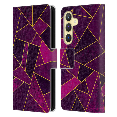 Elisabeth Fredriksson Stone Collection Purple Leather Book Wallet Case Cover For Samsung Galaxy S24 5G