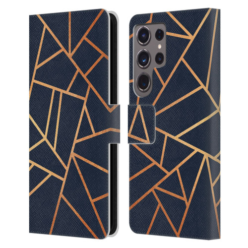 Elisabeth Fredriksson Stone Collection Copper And Midnight Navy Leather Book Wallet Case Cover For Samsung Galaxy S24 Ultra 5G