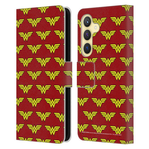 Wonder Woman DC Comics Logos Pattern Leather Book Wallet Case Cover For Samsung Galaxy S24 5G