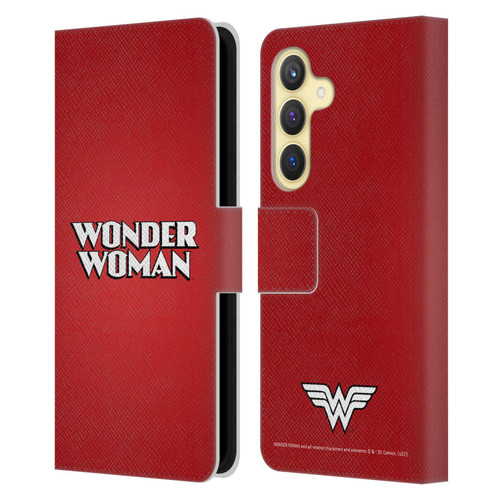 Wonder Woman DC Comics Logos Text Leather Book Wallet Case Cover For Samsung Galaxy S24 5G