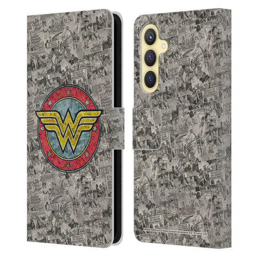 Wonder Woman DC Comics Vintage Art Comics Logo Leather Book Wallet Case Cover For Samsung Galaxy S23 FE 5G