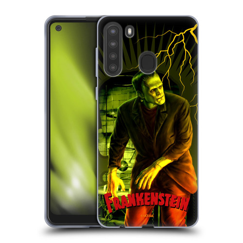 Universal Monsters Frankenstein Yellow Soft Gel Case for Samsung Galaxy A21 (2020)