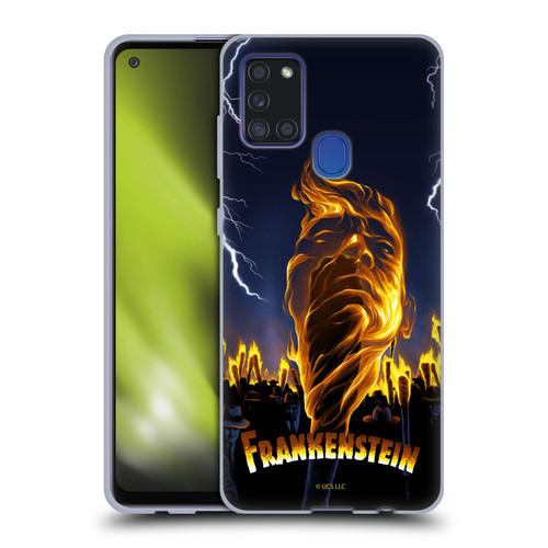 Universal Monsters Frankenstein Flame Soft Gel Case for Samsung Galaxy A21s (2020)