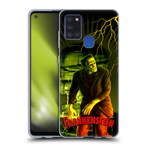 Universal Monsters Frankenstein Yellow Soft Gel Case for Samsung Galaxy A21s (2020)
