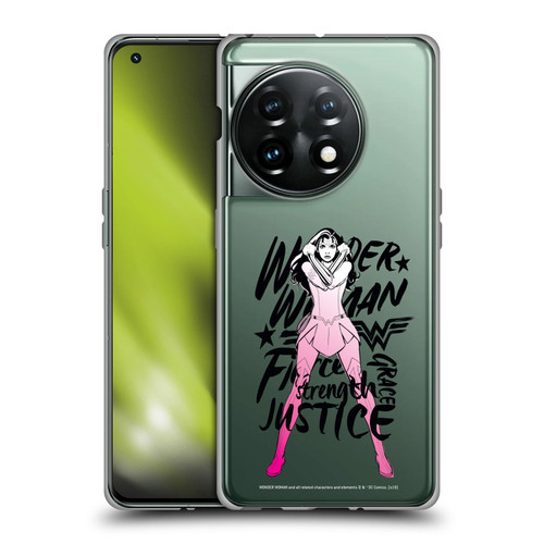 Wonder Woman DC Comics Graphic Arts Typography Soft Gel Case for OnePlus 11 5G