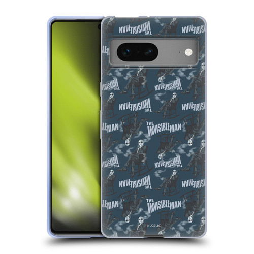 Universal Monsters The Invisible Man Pattern Blue Soft Gel Case for Google Pixel 7