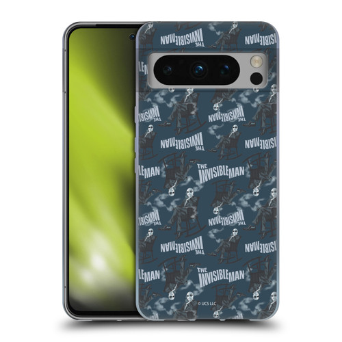 Universal Monsters The Invisible Man Pattern Blue Soft Gel Case for Google Pixel 8 Pro