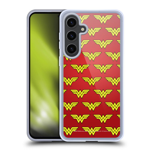 Wonder Woman DC Comics Logos Pattern Soft Gel Case for Samsung Galaxy S24+ 5G