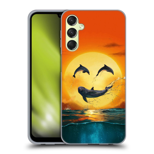 Vincent Hie Graphics Dolphins Smile Soft Gel Case for Samsung Galaxy A24 4G / M34 5G