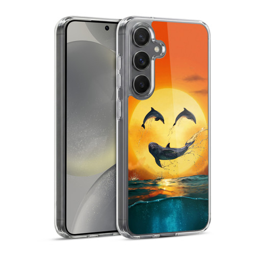 Vincent Hie Graphics Dolphins Smile Soft Gel Case for Samsung Galaxy S24 5G & MagSafe