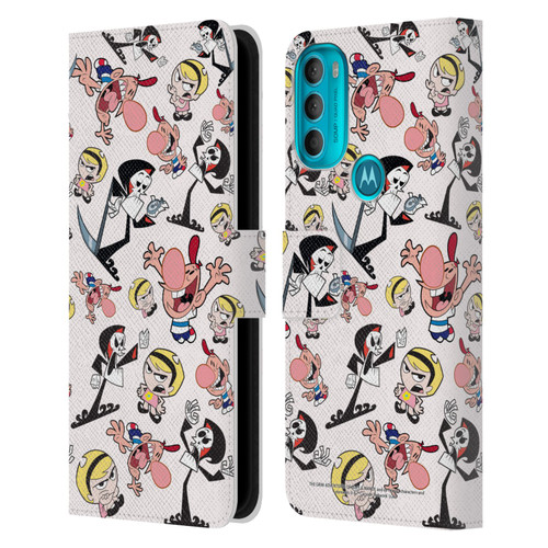 The Grim Adventures of Billy & Mandy Graphics Icons Leather Book Wallet Case Cover For Motorola Moto G71 5G
