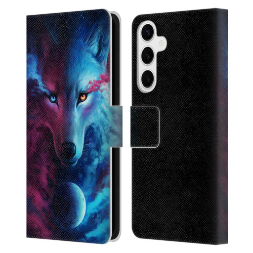 Jonas "JoJoesArt" Jödicke Wildlife Wolf Galaxy Leather Book Wallet Case Cover For Samsung Galaxy S24+ 5G