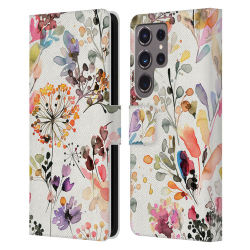 Ninola Wild Grasses Multicolor Leather Book Wallet Case Cover For Samsung Galaxy S24 Ultra 5G