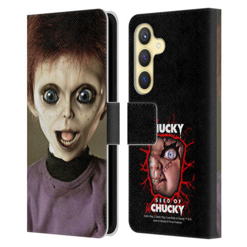 Seed of Chucky Key Art Glen Doll Leather Book Wallet Case Cover For Samsung Galaxy S24 5G