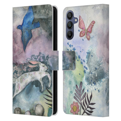 Wyanne Animals Bird and Rabbit Leather Book Wallet Case Cover For Samsung Galaxy A15