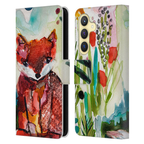 Wyanne Animals Baby Fox In The Garden Leather Book Wallet Case Cover For Samsung Galaxy S24 5G