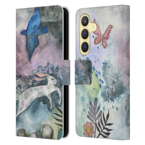 Wyanne Animals Bird and Rabbit Leather Book Wallet Case Cover For Samsung Galaxy S24 5G