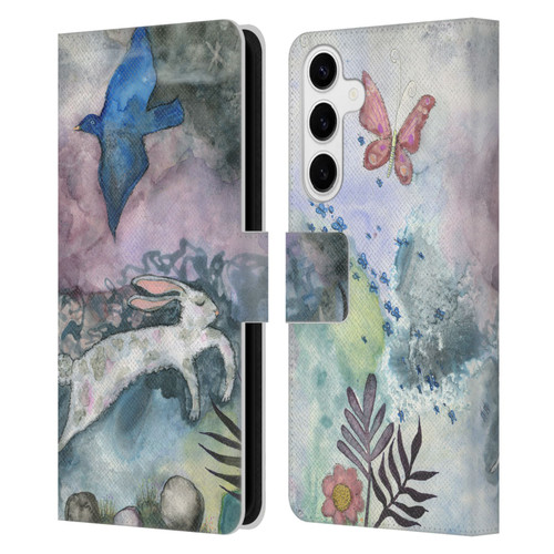 Wyanne Animals Bird and Rabbit Leather Book Wallet Case Cover For Samsung Galaxy S24+ 5G