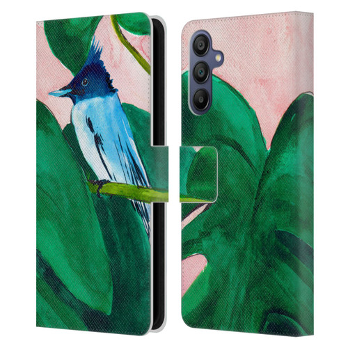 Mai Autumn Birds Monstera Plant Leather Book Wallet Case Cover For Samsung Galaxy A15
