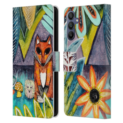 Wyanne Animals 2 Fox Leather Book Wallet Case Cover For Samsung Galaxy A15